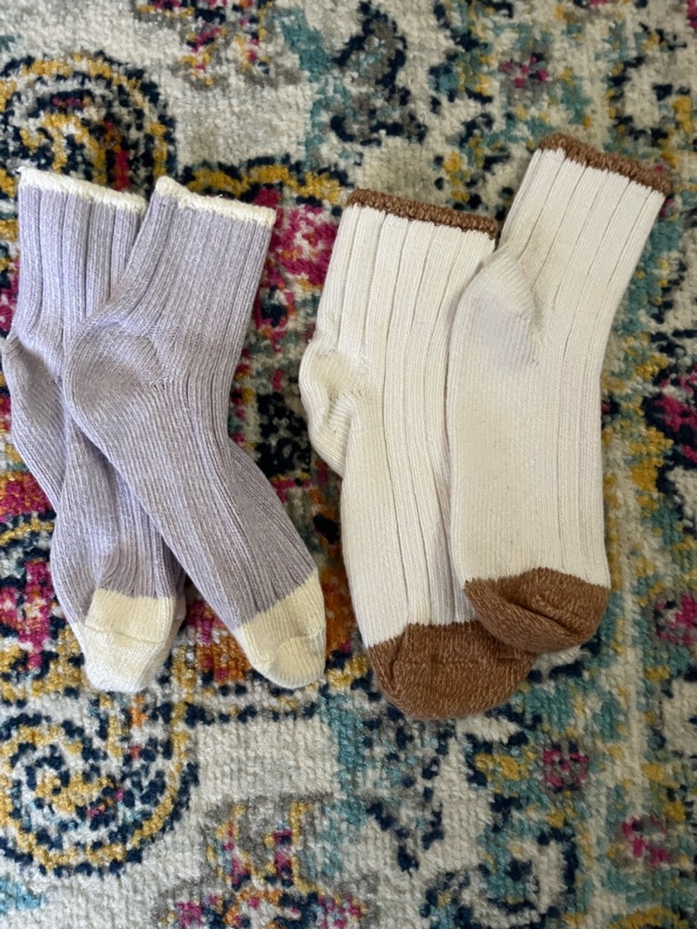 Madewell socks - Cream with Brown & Light purple with Cream